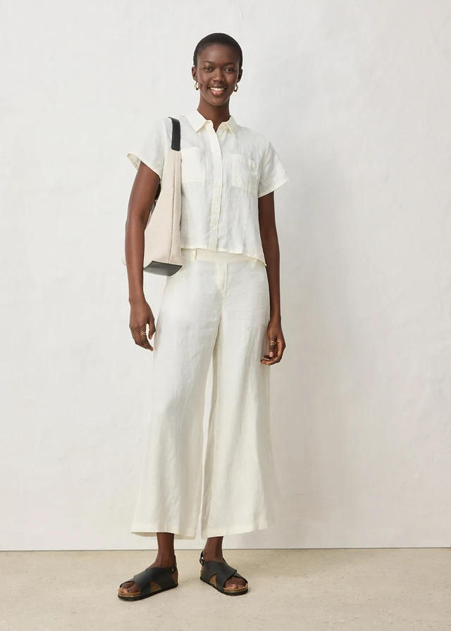 Jupe-culotte 100% lin, Couleur: écru