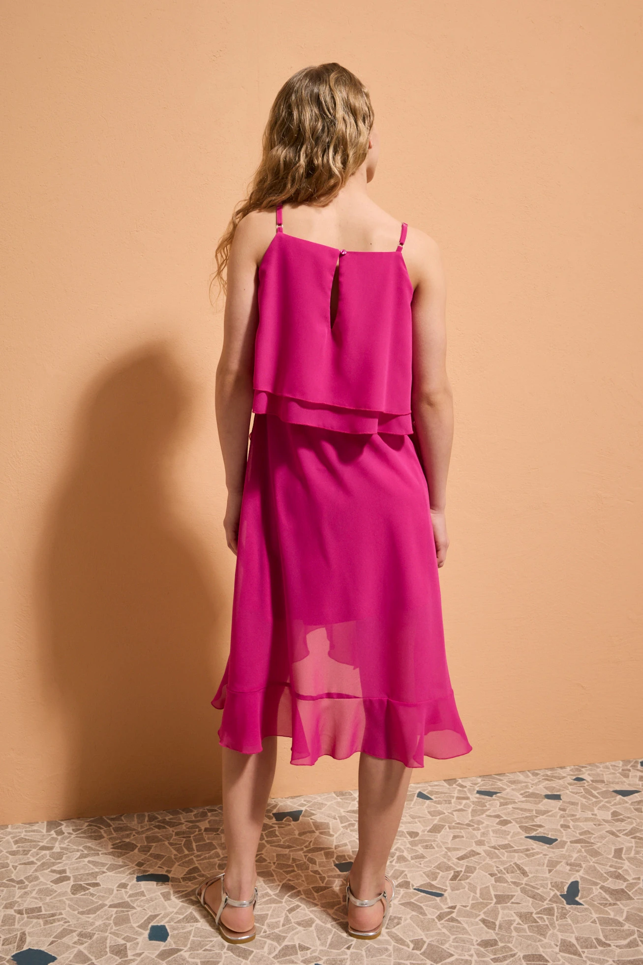 Chiffonjurk • fuchsiapink • bonprix online shop