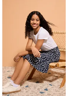 Robe en jersey coton • blanc-bleu foncé floral • Boutique bonprix