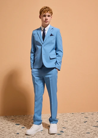 Garnitur + koszula + krawat (komplet 4-częściowy) • niebieski + biały + granatowy • sklep bonprix