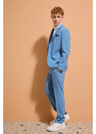 Costume 4 pièces avec chemise et cravate • bleu cristal/blanc/bleu foncé • Boutique bonprix