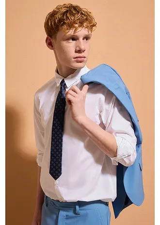 Costume 4 pièces avec chemise et cravate • bleu cristal/blanc/bleu foncé • Boutique bonprix