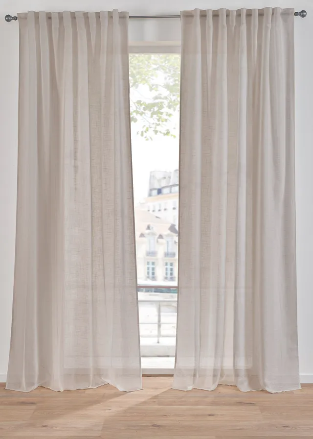 Voilage texturé (1 pce), aussi en extra long, Couleur: beige