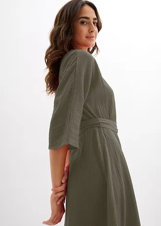 Rochie midi din bumbac moale • oliv închis • magazin bonprix