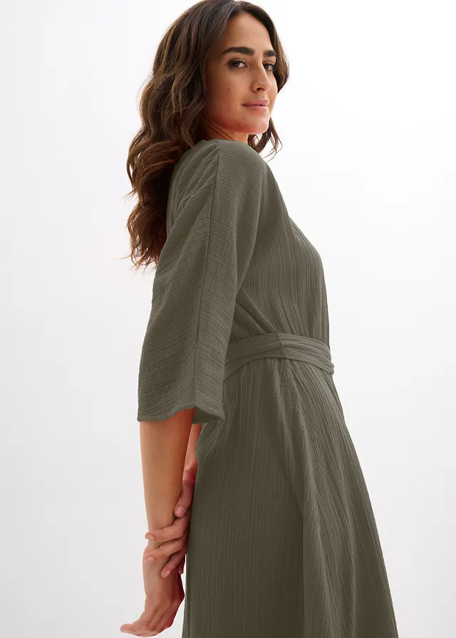 Robe midi en coton doux • olive foncé • product-page.page-title-suffix
