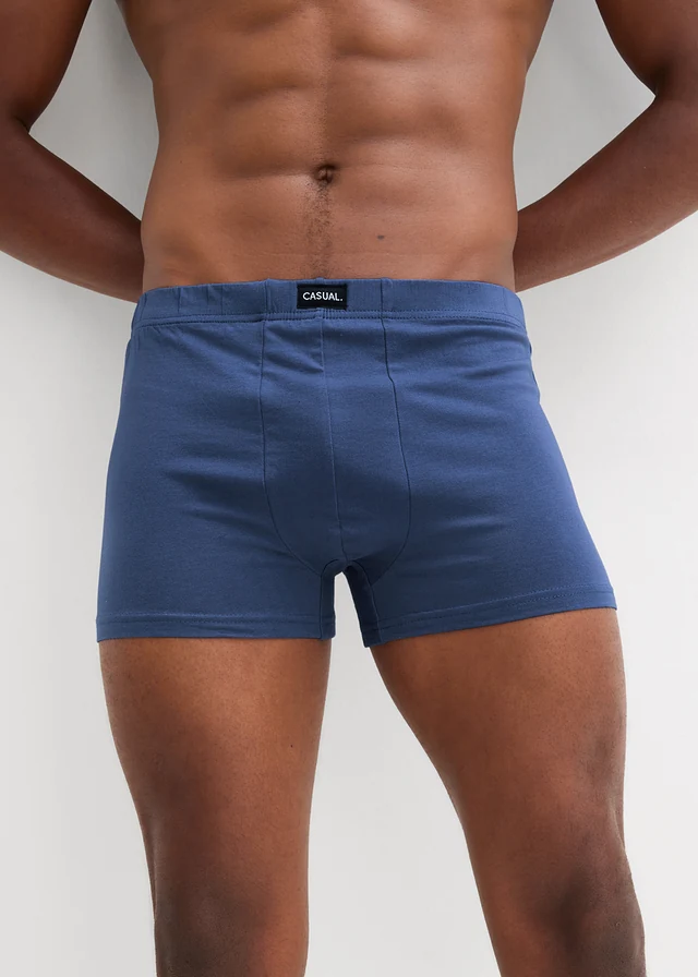 Lot de 3 boxers, Couleur: bleu profond + gris clair chiné + argenté