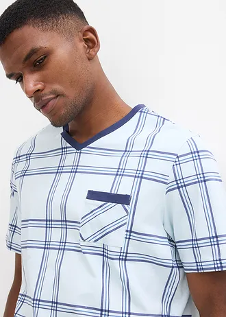 Rövidnadrágos pizsama tiszta pamutból • kék kockás-sötétkék • bonprix áruház