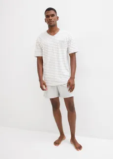 Pyjashort • gris clair chiné/blanc rayé • Boutique bonprix