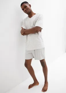 Pyjashort • gris clair chiné/blanc rayé • Boutique bonprix