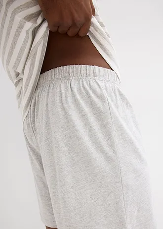 Pijama cu pantaloni scurți • gri deschis melanj/alb cu dungi • magazin bonprix