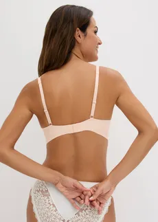 Biustonosz Feel Comfort z wypełnieniem i wycięciami laserowymi, bez fiszbinów, kolor: jasnoróżowy brzoskwiniowy