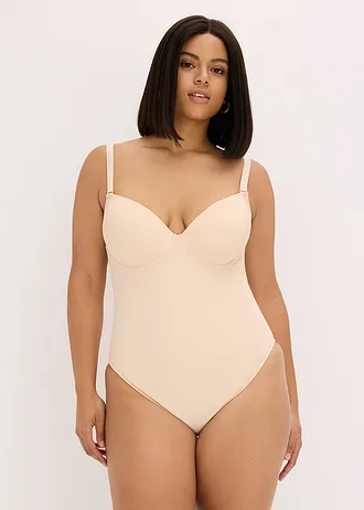 Body shape, średni stopień modelowania sylwetki, z odkrytymi plecami, z ramiączkami zapinanymi na różne sposoby, kolor: pudrowy