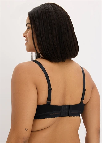 Niet gewatteerde T-shirt bh met beugels van biologisch katoen (set van 2), Kleur: zwart+krijtbeige