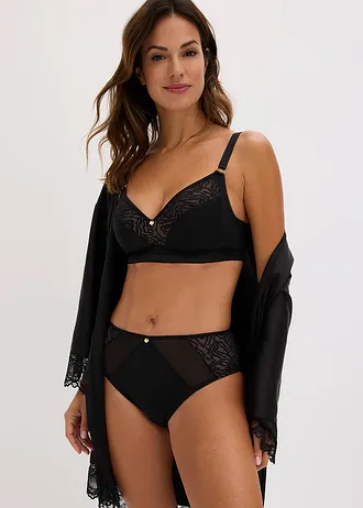 Bralette melltartó merevítő nélkül, finom csipkével • fekete • bonprix áruház
