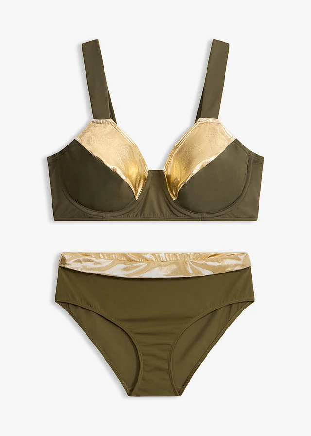 Minimizer bikini met goudkleurige inzetstukken (2-dlg. set)