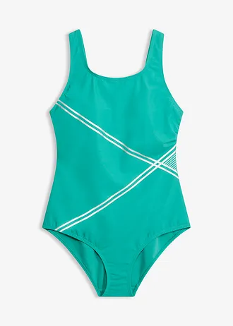 Costum de baie cu efect de modelare ușor și detalii aurii • turcoaz-argintiu • magazin bonprix