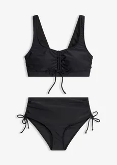 Costum de baie cu bustieră, cu șireturi (set/2 piese) • negru • magazin bonprix
