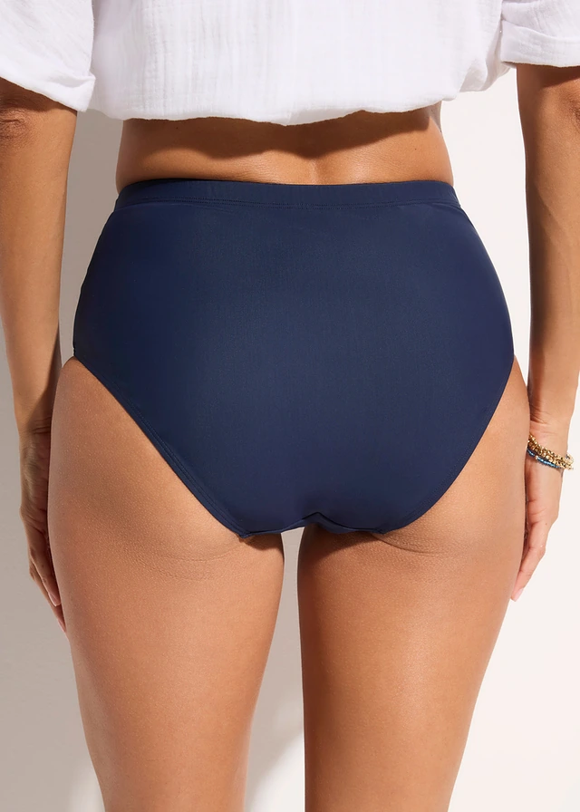 Bas de maillot taille haute sculptant à fronces, maintien léger • bleu foncé • product-page.page-title-suffix