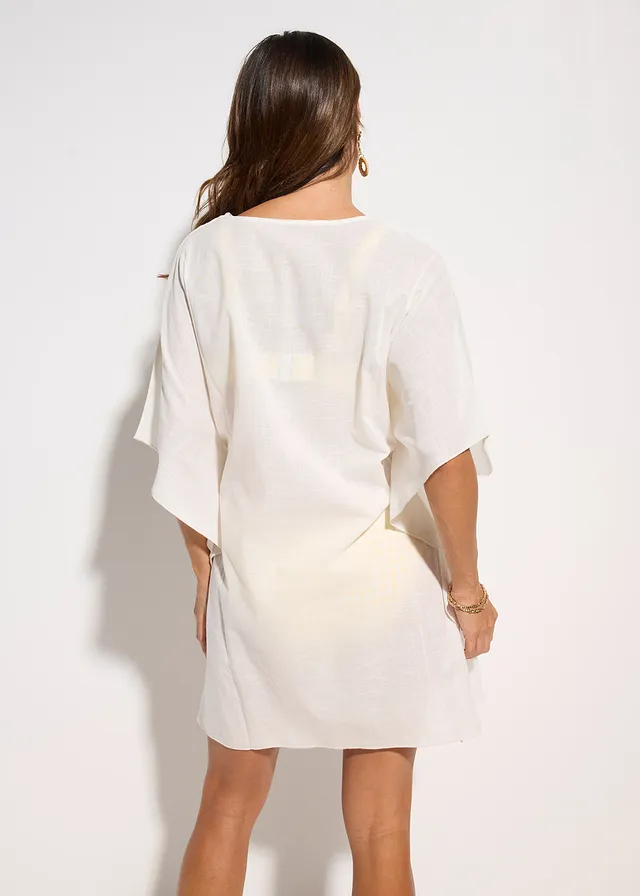 Tunique de plage 100% coton, Couleur: blanc