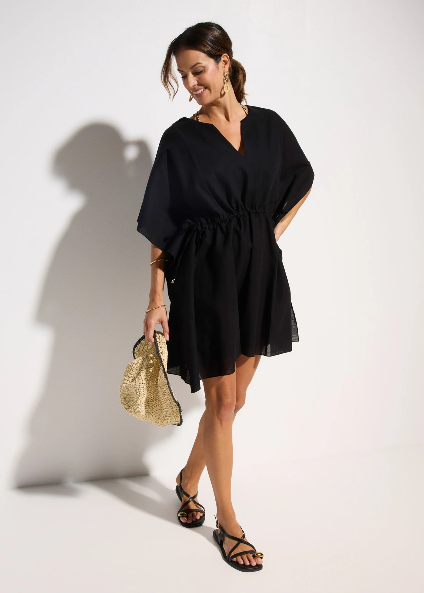 Tunică de plajă din bumbac 100% • negru • magazin bonprix