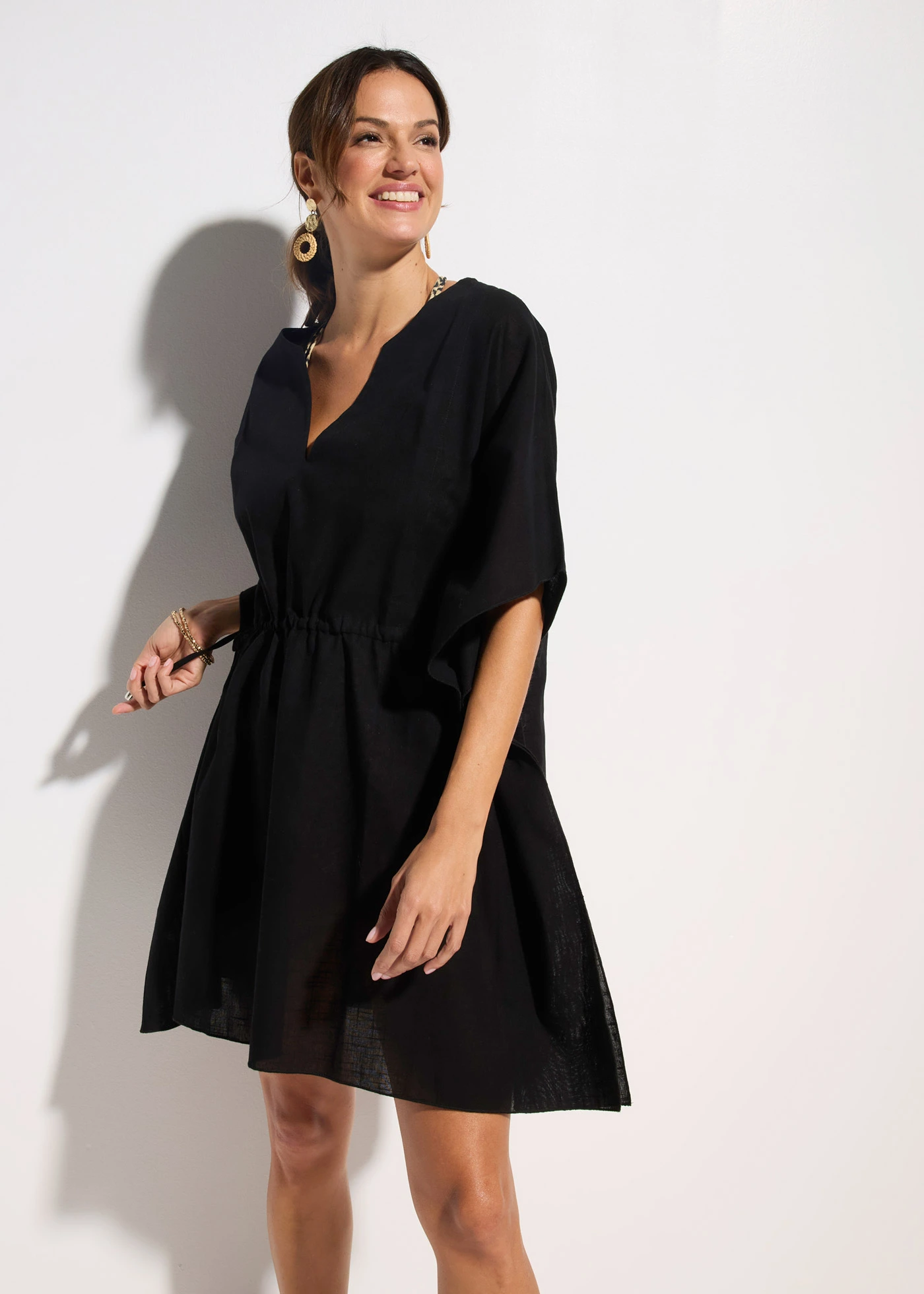 Tunică de plajă din bumbac 100% • negru • magazin bonprix