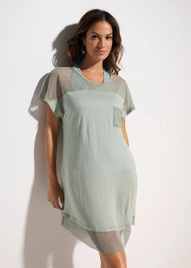 Lang strandshirt van viscose • lichtriet • product-page.page-title-suffix