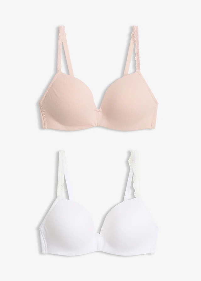 Lot de 2 soutiens-gorge coton à coques sans armature