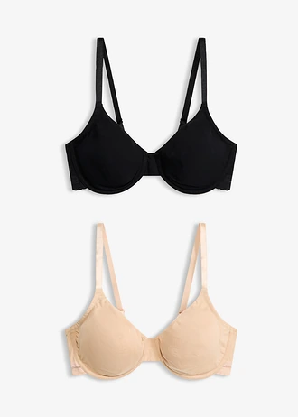 Niet gewatteerde T-shirt bh met beugels van biologisch katoen (set van 2)