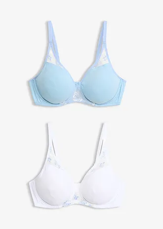 Beugel bh (set van 2), Kleur: lichtblauw+wit
