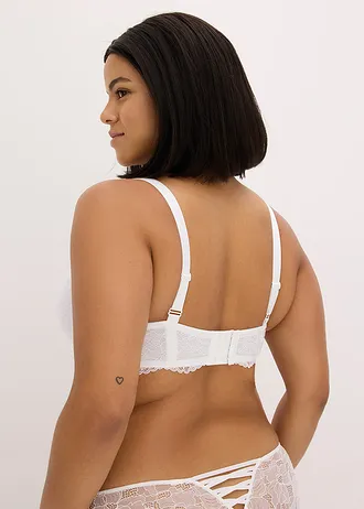 Sutien vătuit din dantelă elegantă, culoare: alb