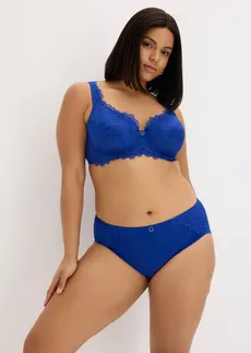 Maxislip met sierlijk kant, Kleur: kobaltblauw