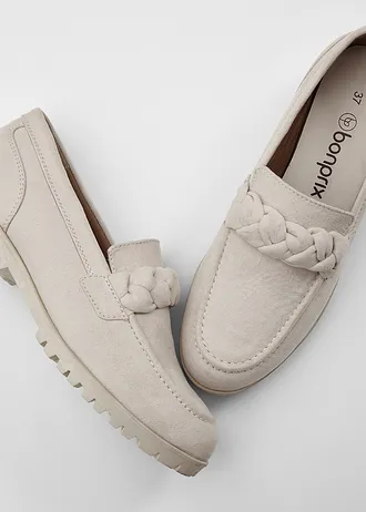 Chunky loafers met vlechtdetails, Kleur: beige