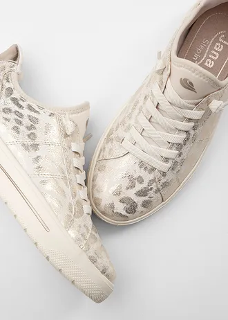 Jana slip-in sneakers in comfortabele breedte • goudkleur met luipaardprint • bonprix online shop