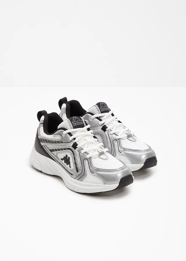 Chunky sneakers van Kappa met lichte zool, Kleur: zilver-zwart metallic
