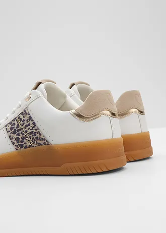 Nízké tenisky na platformě, v retro stylu, značka Marco Tozzi, barva: bílá s leopardím vzorem