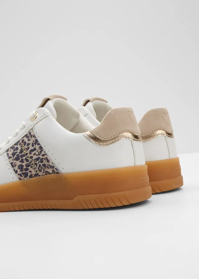 Sneakers Marco Tozzi à plateforme, look rétro, Couleur: blanc léopard