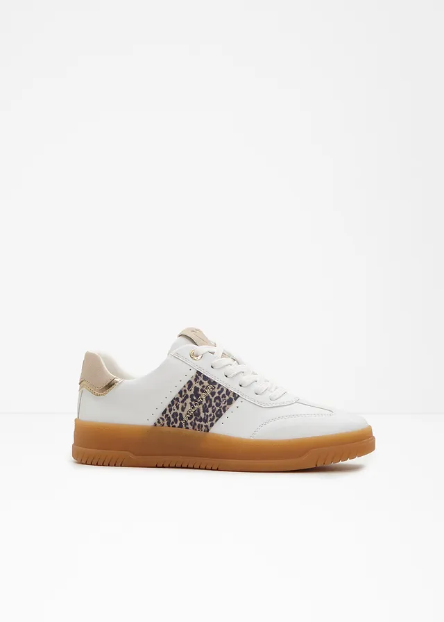 Plateau sneakers in retrolook van Marco Tozzi, Kleur: wit