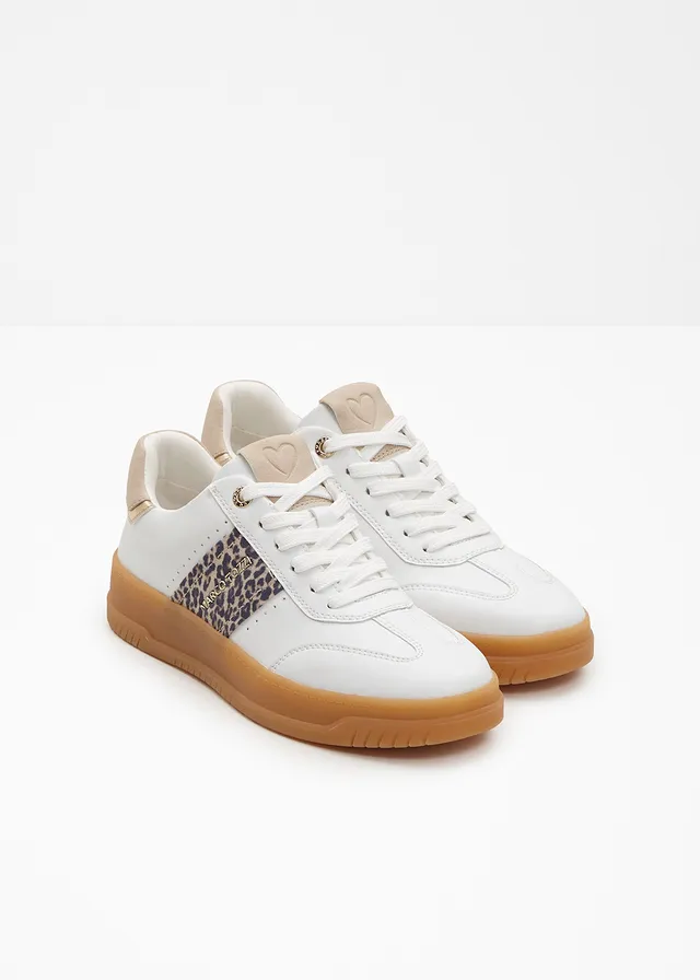 Sneakers Marco Tozzi à plateforme, look rétro, Couleur: blanc léopard