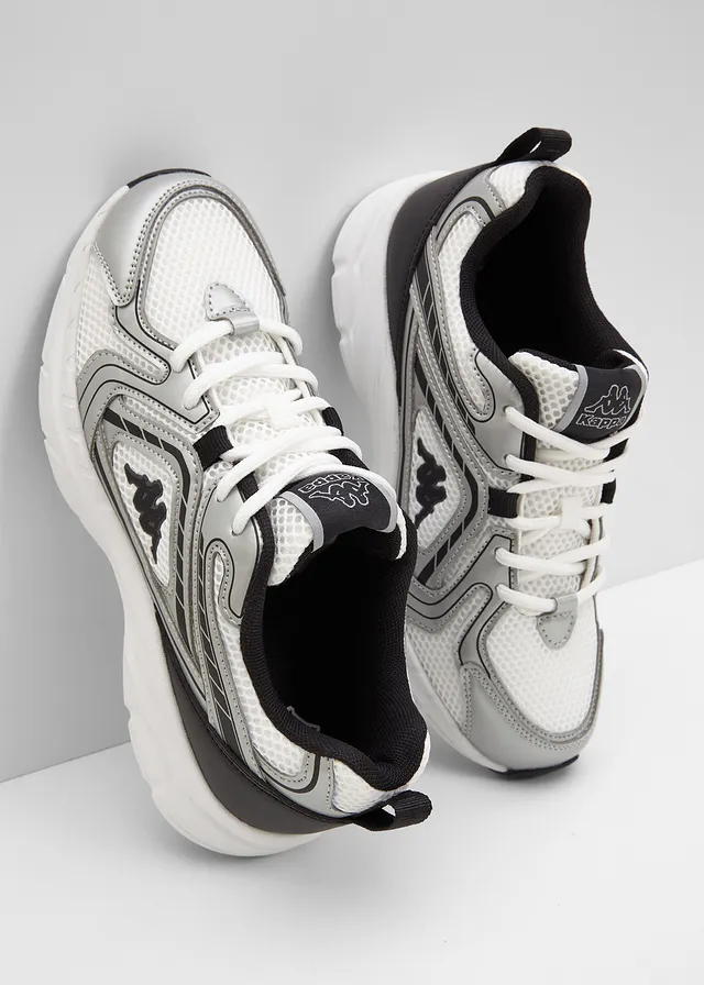 Chunky sneakers van Kappa met lichte zool, Kleur: zilver-zwart metallic