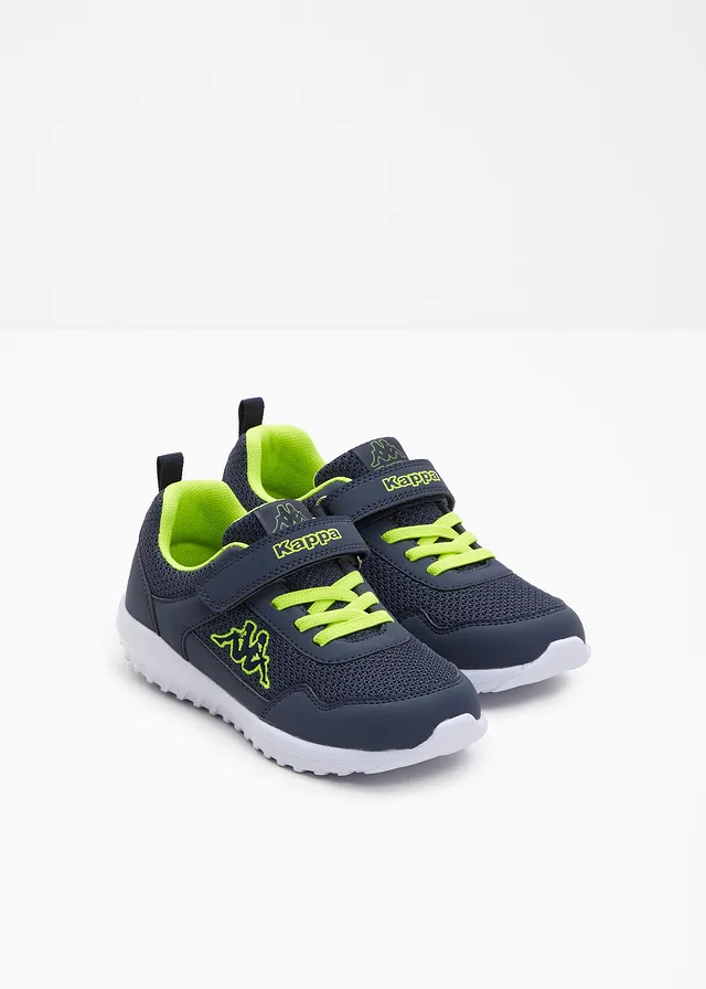 Kappa-sneakers met een lichte zool, Kleur: donkerblauw-limoen