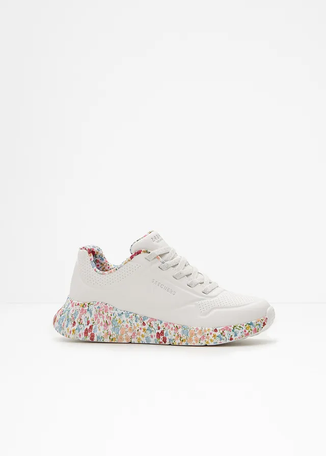 Pantofi sport Skechers cu spumă memory, culoare: alb înflorat