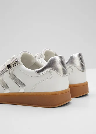 Sneakersy marki Marco Tozzi w stylu retro • biało-srebrny • sklep bonprix
