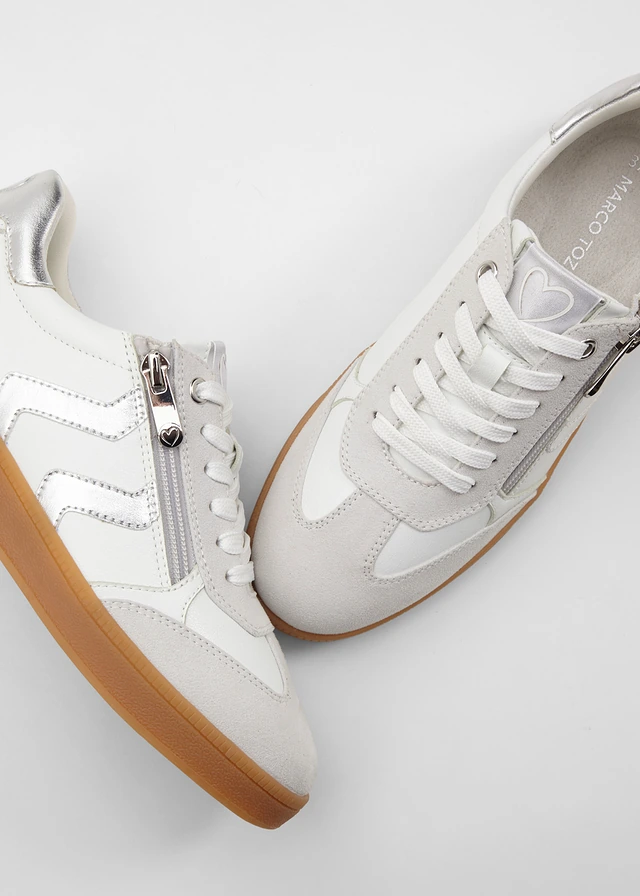Sneakers van Marco Tozzi, Kleur: wit-zilver