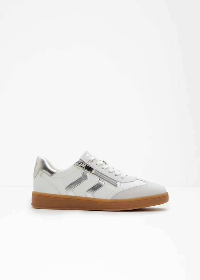 Sneakers van Marco Tozzi, Kleur: wit-zilver