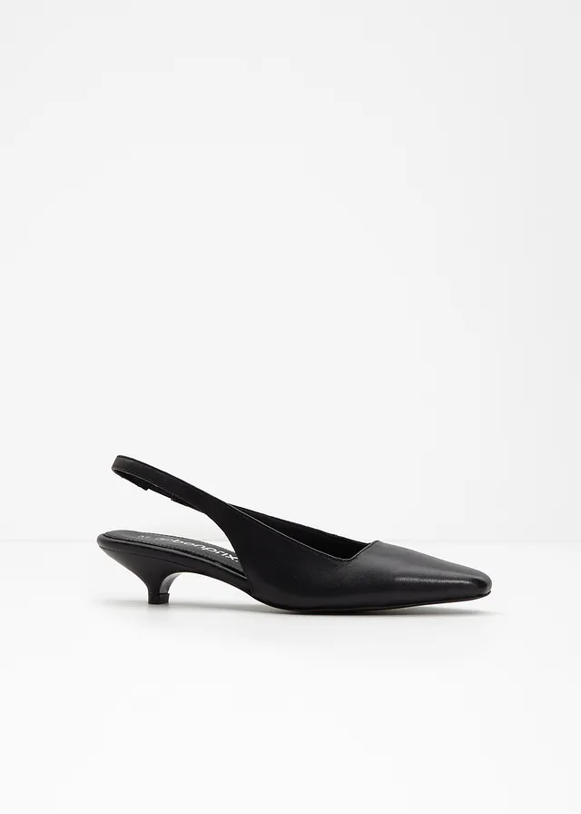 Leren slingback pumps, Kleur: zwart