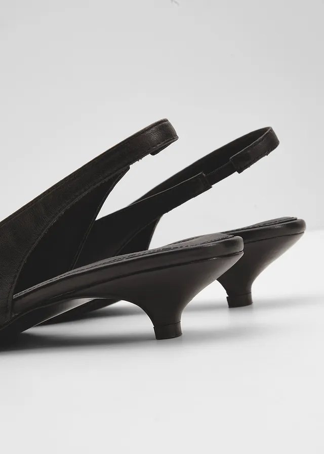 Leren slingback pumps, Kleur: zwart