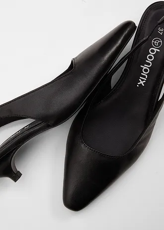 Pantofi slingpumps din piele, culoare: negru