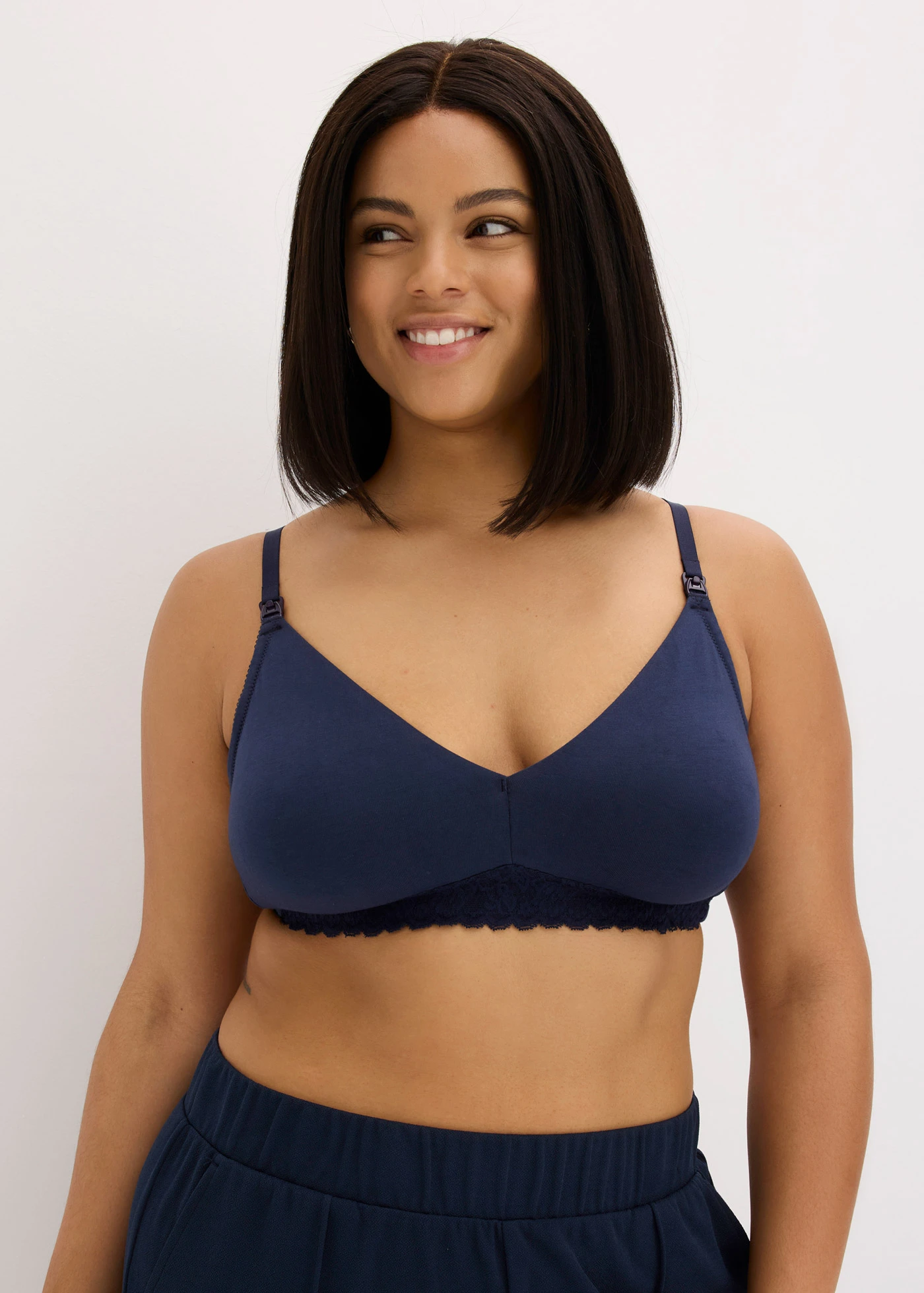 Kojící podprsenka bez kostic, s organickou bavlnou (2 ks v balení) • perlově béžová + námořnická modrá plus size • bonprix obchod