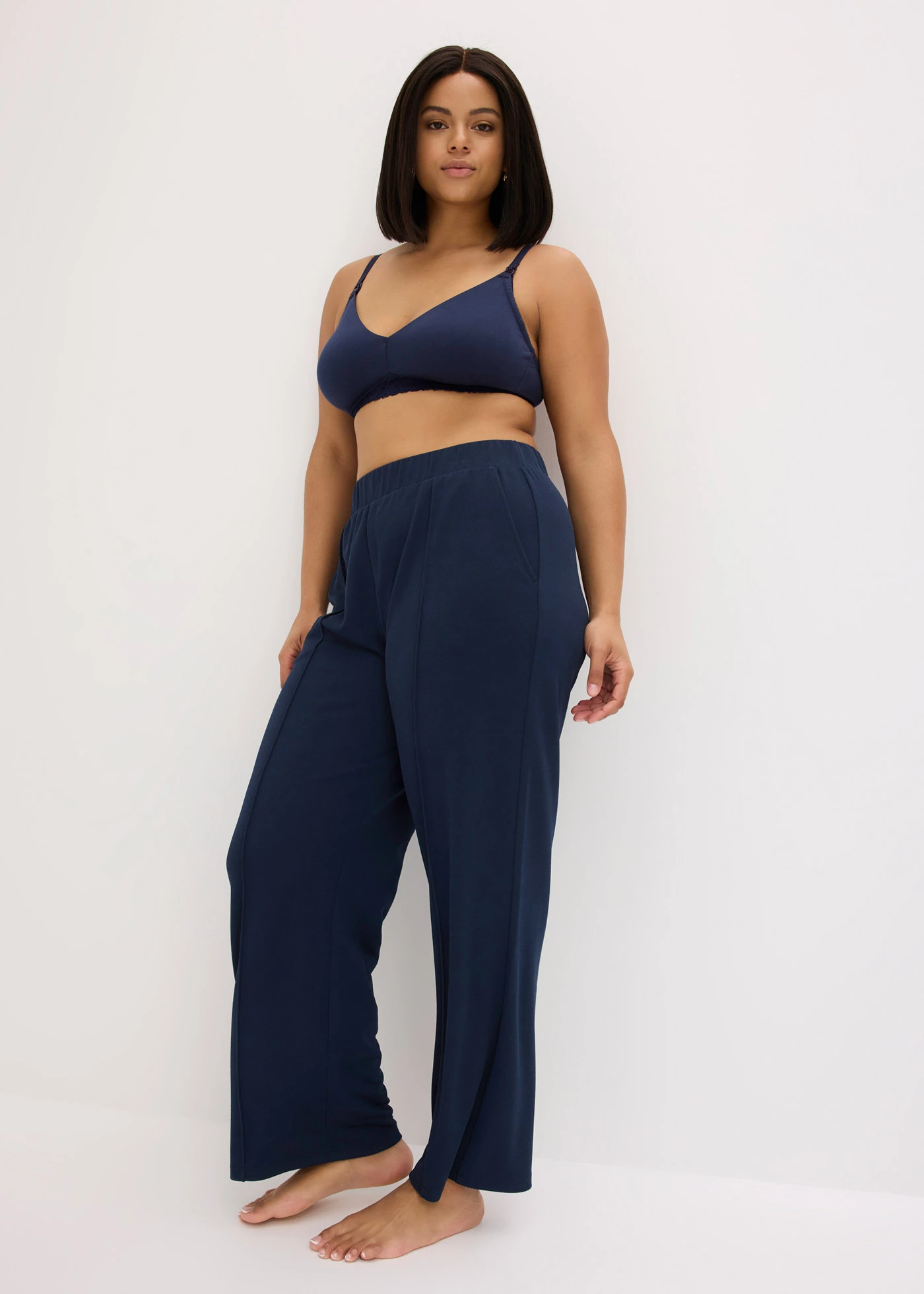 Voedingsbh zonder beugels met biologisch katoen (set van 2) • parelbeige + maritiemblauw plus size • bonprix online shop