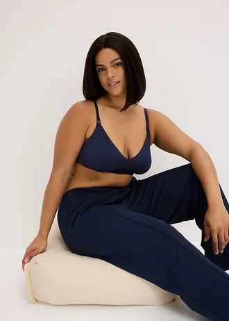 Kojící podprsenka bez kostic, s organickou bavlnou (2 ks v balení) • perlově béžová + námořnická modrá plus size • bonprix obchod
